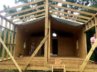 Haus 54 m², Projekt „Barnhouse 39“, Dorf Kalikino: Wandmontage