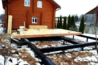 Haus nach Projekt „Garmonija 122.89“, Dorf Buzharovo: Fundament und Grundrahmen