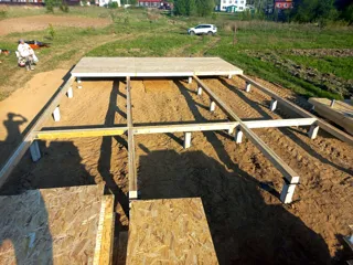 Haus 86,6 m² nach individuellem Projekt, Dorf Laptevo: Fundament und Grundrahmen
