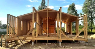 Haus 100 m², Projekt „Barnhouse 76.1“, Dorf Smirnovo: Wandmontage