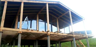Haus 84 m² nach individuellem Projekt, KP „Pojma Rusy“: Terrasse und Eingangsbereich