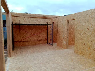 Haus 54 m², Projekt „N4O-54“, Dorf Lezhnevo: Wandmontage
