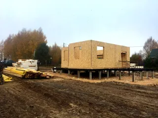 House based on the “Salzburg” design, Karmanovo village: wall assembly