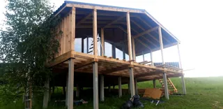 Haus 84 m² nach individuellem Projekt, KP „Pojma Rusy“: Terrasse und Eingangsbereich