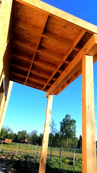 Haus 112,5 m², Projekt „Kostroma“, Dorf Nastasino: Terrasse und Eingangstreppe