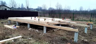 Haus 45 m² nach Projekt „Barnhouse 33“, Dorf Nazarovo: Fundament und Grundrahmen