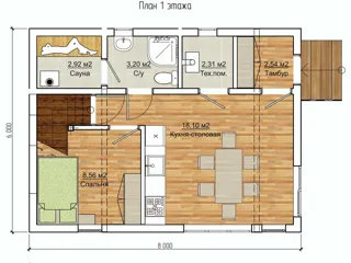 Haus nach Projekt „Sawuschka“, Dorf Khorlovo: Projektgrundriss