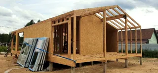 Haus 100 m², Projekt „Barnhouse 76.1“, Dorf Smirnovo: Wandmontage