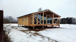 House based on the “Chalet-100 2150” design, Ivanovo Region: wall assembly
