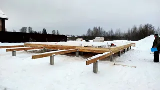 House based on the “Chalet-100 2150” design, Ivanovo Region: foundation and sill strapping
