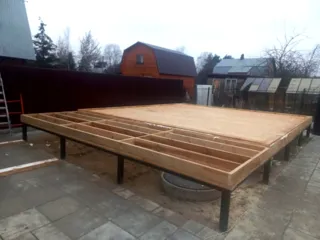 House, “Barnhouse 39” design, SNT garden community “Gorkovskoye Boloto”: SIP panel floor at elevation 0