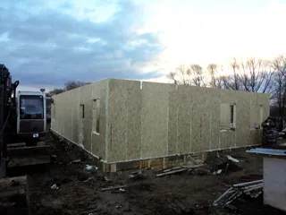 Bathhouse, “Office space 161.13” design, Suzdal: wall assembly