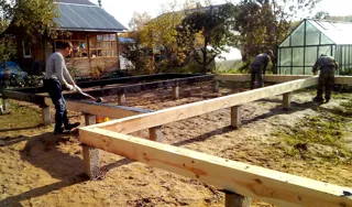Haus nach Projekt „William 192“, Dorf Timonovo: Fundament und Grundrahmen