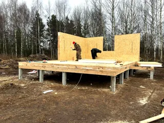 House based on the “Style 44.2.8” design, Lipovitsy village: wall assembly