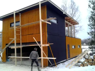 Garage nach Projekt „Garage“, Gebiet Kostroma: Fassadenverkleidung