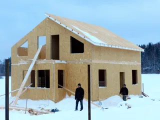 House, “Forvard” design, Olimpiyskaya settlement village: wall assembly