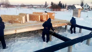 Haus nach Projekt „Dmitrowo“, Dorf Lupychevo: Wandmontage