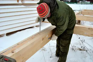 Haus nach Projekt „Sefir“, Dorf Kadnikovo: Fundament und Grundrahmen