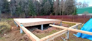Haus nach Projekt „Finnisch 60“, Gebiet Moskau: Fundament und Grundrahmen