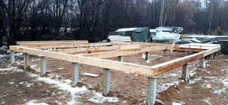 Haus 163 m² nach individuellem Projekt, Dorf Turabevo: Fundament und Grundrahmen