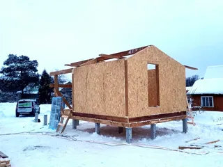 Haus 24 m², Projekt „Nezhnost 3“, SNT „Kolos“: Wandmontage
