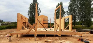 Haus 100 m², Projekt „Barnhouse 76.1“, Dorf Smirnovo: Wandmontage