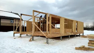 House based on the “Chalet-100 2150” design, Ivanovo Region: wall assembly