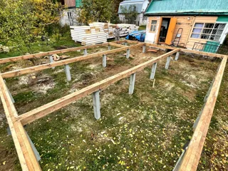 Haus nach Projekt „Mistika - E2.8“, Gebiet Nischni Nowgorod: Fundament und Grundrahmen