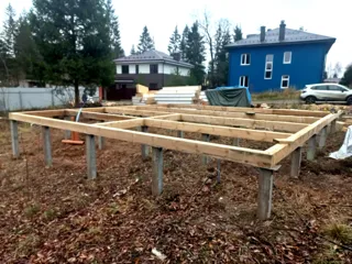 Haus 142 m², individuelles Projekt, Siedlung „Fontainebleau“: Fundament und Bodenrahmen
