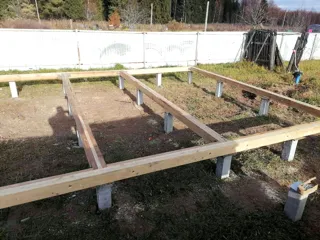128 m² house built to a custom design, Byakovo village: foundation and sill strapping