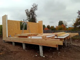 Haus 54 m², Projekt „N4O-54“, Dorf Lezhnevo: Wandmontage