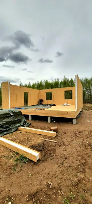 117 m² ev, “Vladimir” projesi, Serednyaya köyü: duvar montajı