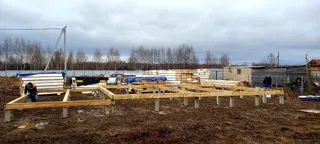 House built to a custom design, Pavlikovo village: foundation and sill strapping