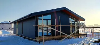 Haus nach Projekt „Chalet 76.3“, Siedlung Parkovo: Fertiges Haus