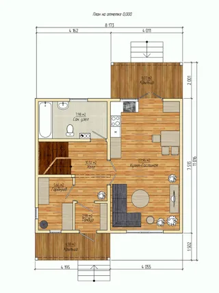 “Slavyanka mini” projesine göre ev, İvanovo bölgesi: proje planı