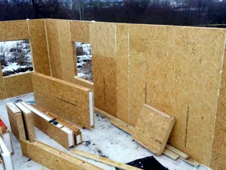 Bathhouse, “Office space 161.13” design, Suzdal: wall assembly