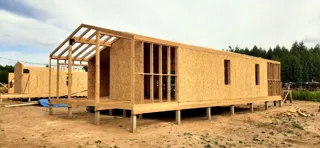Haus 100 m², Projekt „Barnhouse 76.1“, Dorf Smirnovo: Wandmontage
