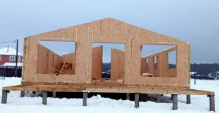 House, “Barnhouse 110” design, TSN homeowners’ association “Orlinye Kholmy”: wall assembly