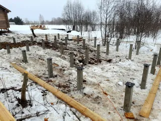 Haus 167 m² nach Projekt „München“, Dorf Ovsyanniki: Fundament und Grundrahmen