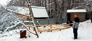 Haus nach Projekt „N4O-36“, Dorf Khlyabovo: Fundament und Grundrahmen