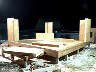 Haus nach Projekt „Elisej“, Region Wologda: Wandmontage