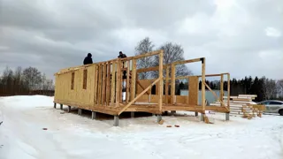 House based on the “Chalet-100 2150” design, Ivanovo Region: wall assembly