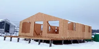 House, “Barnhouse 110” design, TSN homeowners’ association “Orlinye Kholmy”: wall assembly