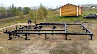 House built to a custom design, Sukhodol settlement: foundation and sill strapping