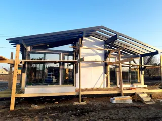 House, “Half-timbered 98” design, Borisovo village: facade finishing