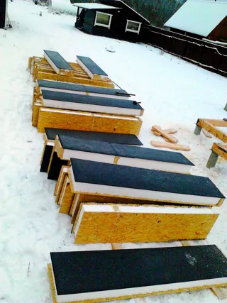 House built to a custom design, Patrikeevo village: foundation and sill strapping