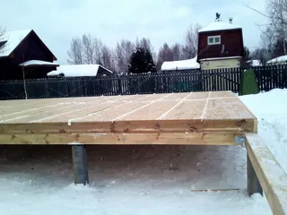 Haus 70 m², individuelles Projekt, SNT „Rjabinka“: Boden aus SIP-Paneelen auf Höhe 0
