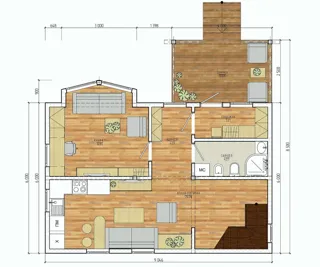 “Zarya” projesine göre ev, Chernukha köyü: proje planı