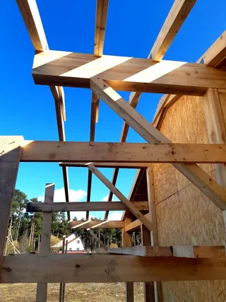 House, “Half-timbered 98” design, Borisovo village: roofing