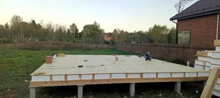 Custom-design house, Nastasino village: SIP panel floor at elevation 0